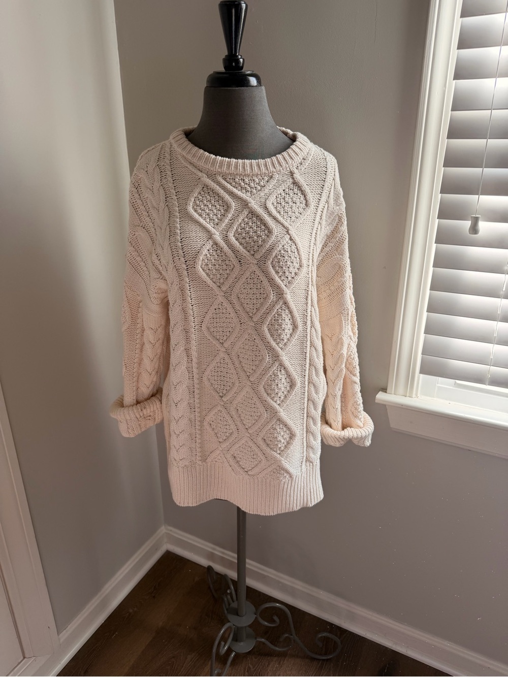 Cozy Cream Cable Knit Crewneck Sweater